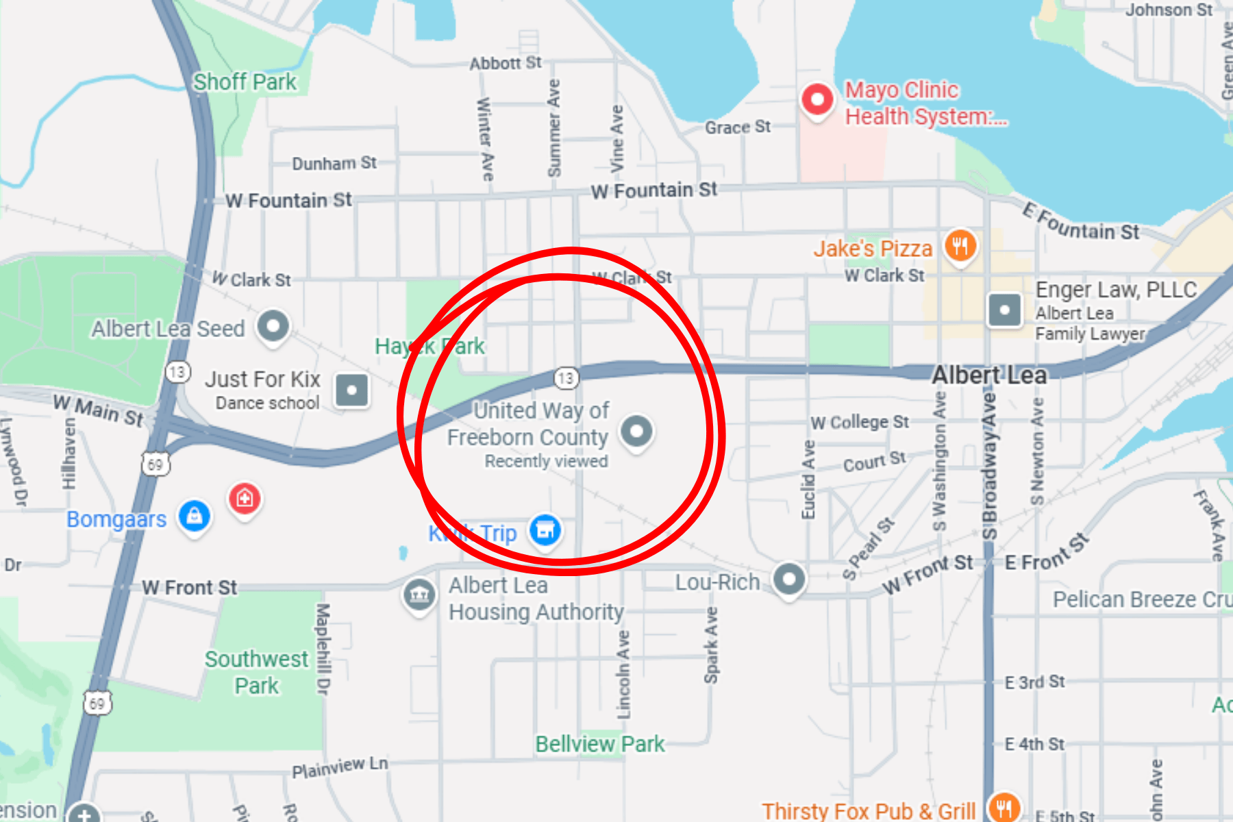 Zoomed out United Way map